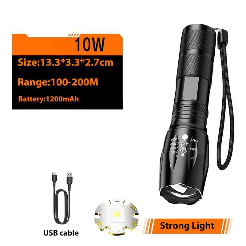 LED Telescopic Focusing Strong Aluminum Alloy Light Flashlight