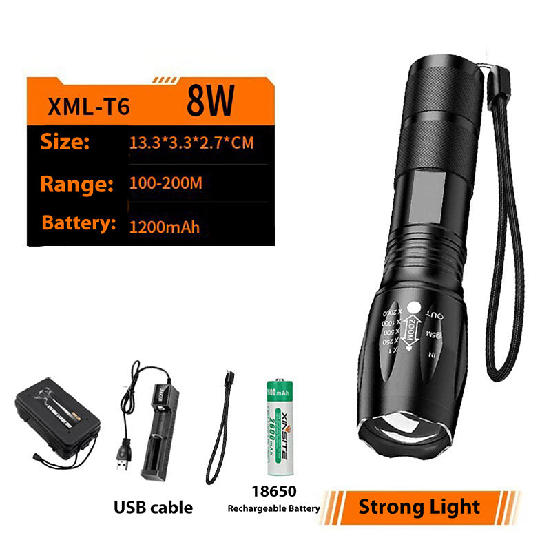 LED Telescopic Focusing Strong Aluminum Alloy Light Flashlight