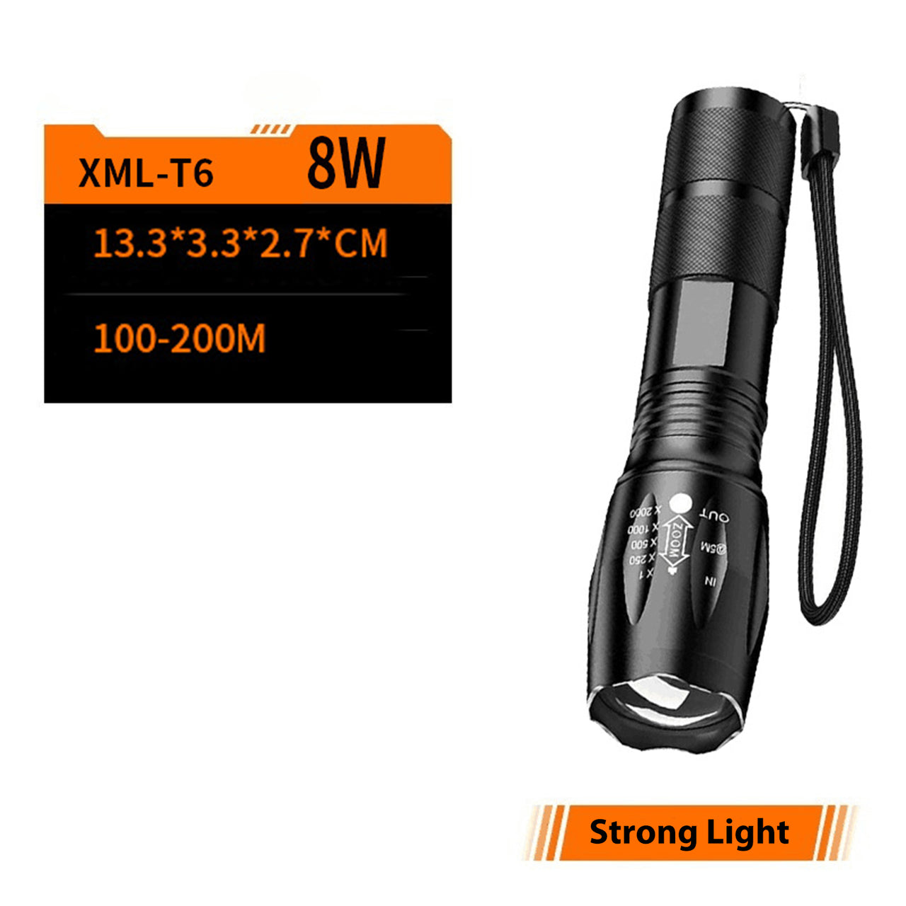 LED Telescopic Focusing Strong Aluminum Alloy Light Flashlight