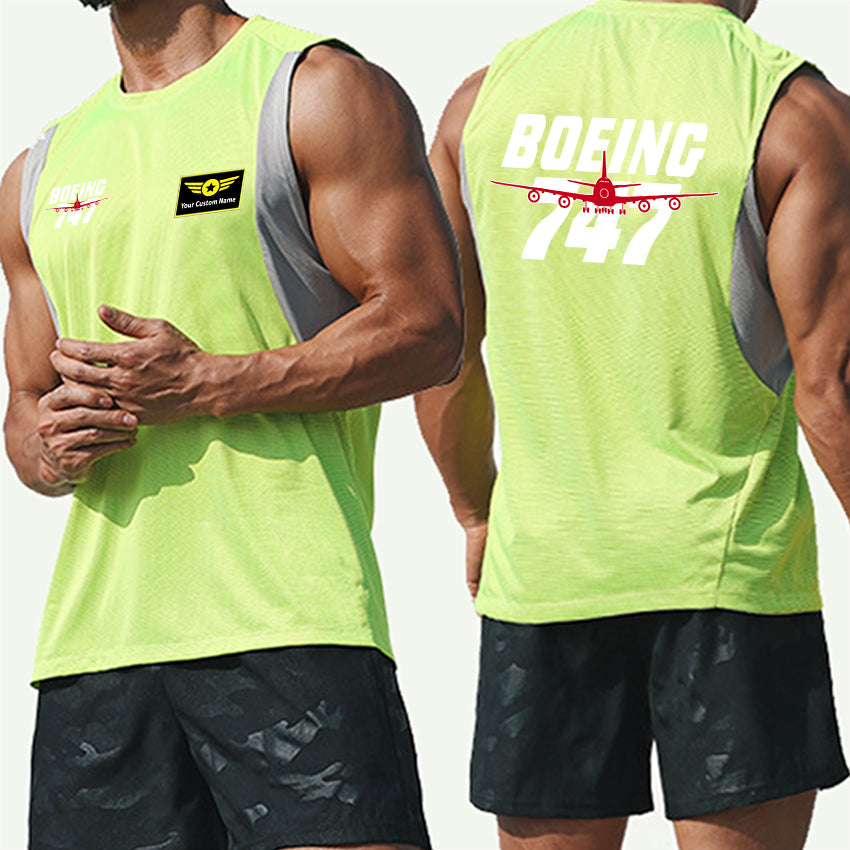 Amazing Boeing 747 Designed Men Sleeveless T-shirt Quick Dry Vests