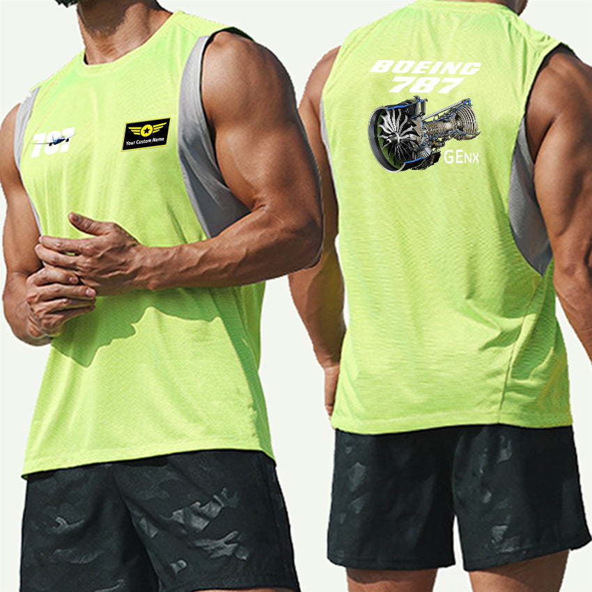 Boeing 787 & GENX Engine Designed Men Sleeveless T-shirt Quick Dry Vests