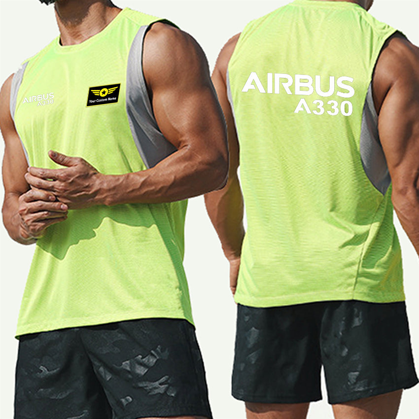 Airbus A330 & Text Designed Men Sleeveless T-shirt Quick Dry Vests