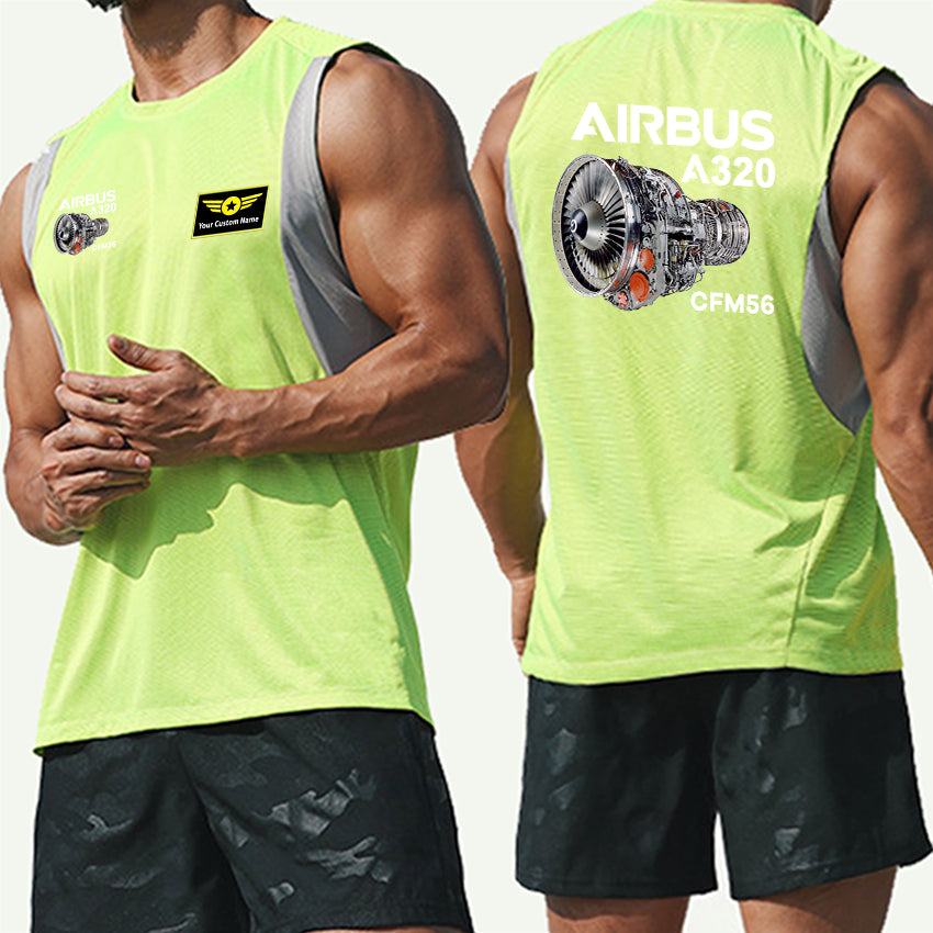 Airbus A320 & CFM56 Engine Designed Men Sleeveless T-shirt Quick Dry Vests