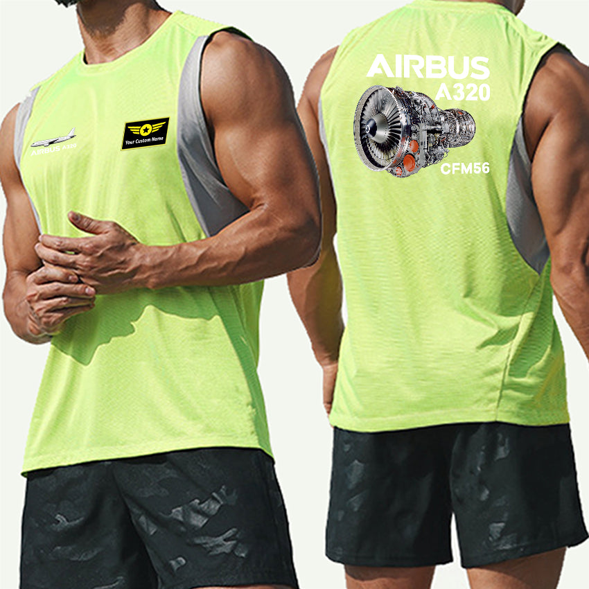 Airbus A320 & CFM56 Engine Designed Men Sleeveless T-shirt Quick Dry Vests