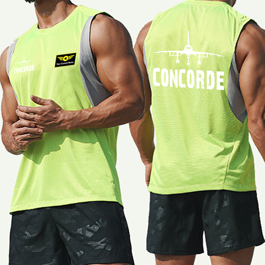 Concorde & Plane Designed Men Sleeveless T-shirt Quick Dry Vests