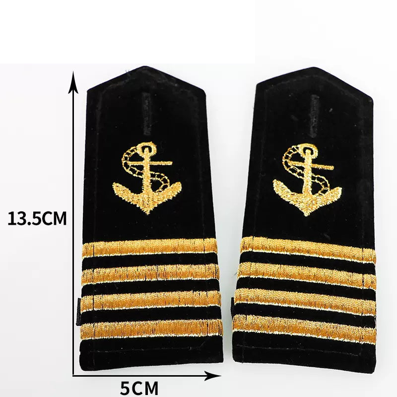 Super Quality Navy Yacht Captain Epaulettes (1,2,3,4 - Gold Stripes)