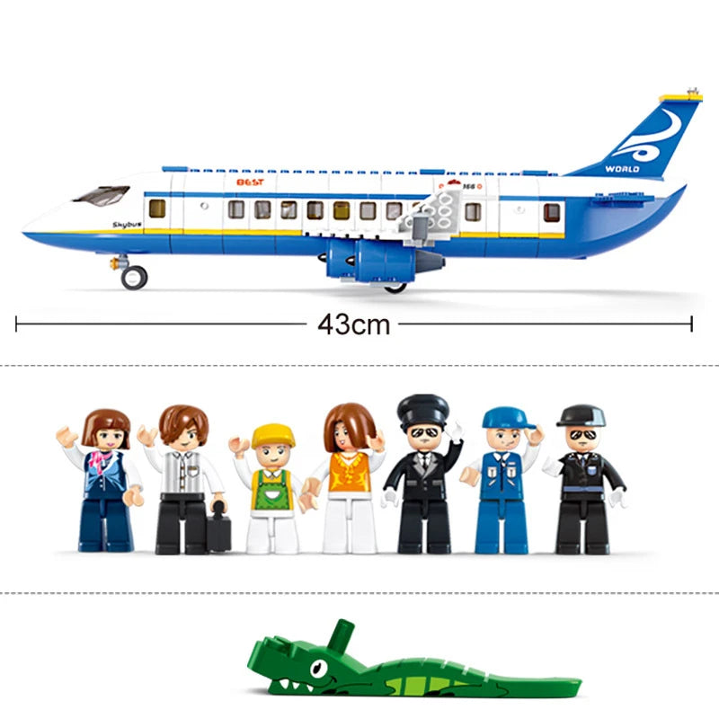 463Pcs City Airport Airbus Aircraft Airplane Plane Brinquedos Avion Model Building Blocks Bricks