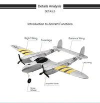 Thumbnail for FX816 Remote Control Airplane P38 Fighter Rechargeable RC Aircraft Glider Model