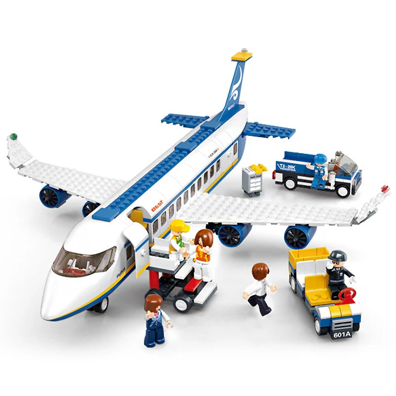 463Pcs City Airport Airbus Aircraft Airplane Plane Brinquedos Avion Model Building Blocks Bricks