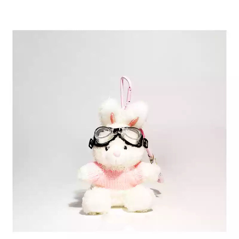 Cute Pilot Rabbit  Key Ring Doll Pendant