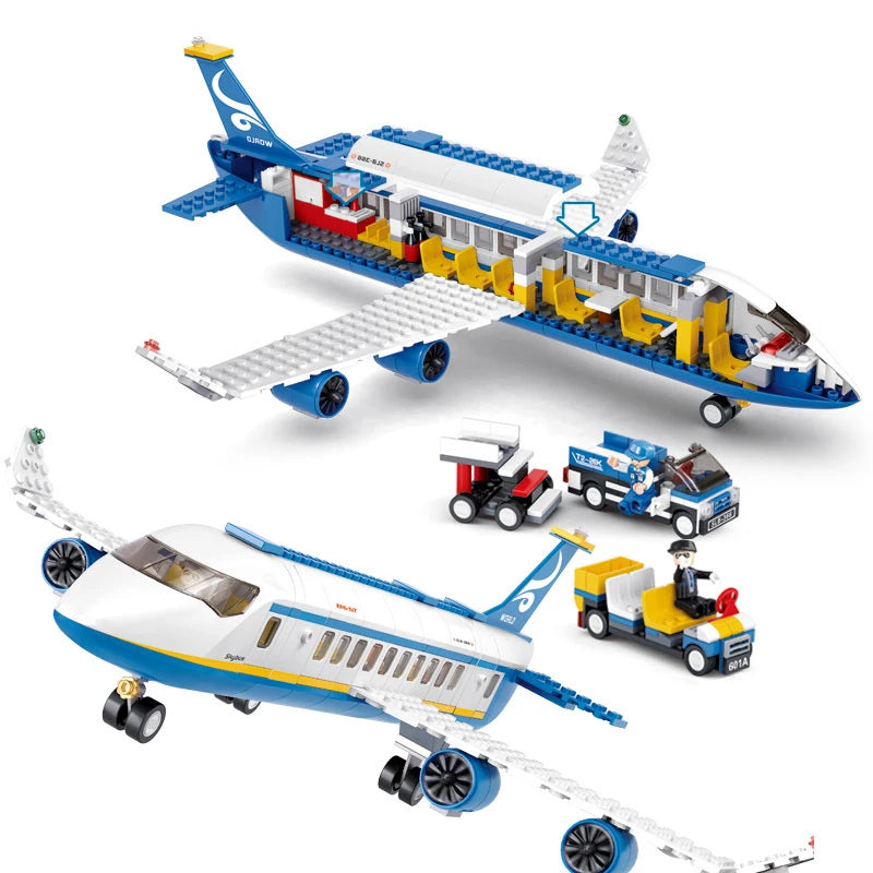 463Pcs City Airport Airbus Aircraft Airplane Plane Brinquedos Avion Model Building Blocks Bricks