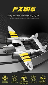 Thumbnail for FX816 Remote Control Airplane P38 Fighter Rechargeable RC Aircraft Glider Model