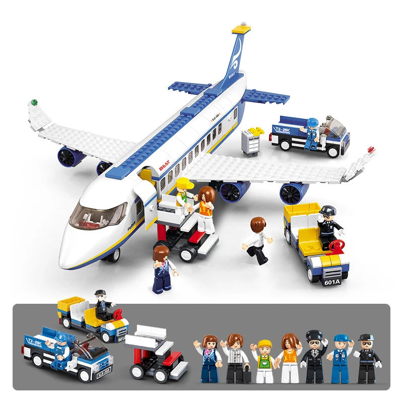 463Pcs City Airport Airbus Aircraft Airplane Plane Brinquedos Avion Model Building Blocks Bricks