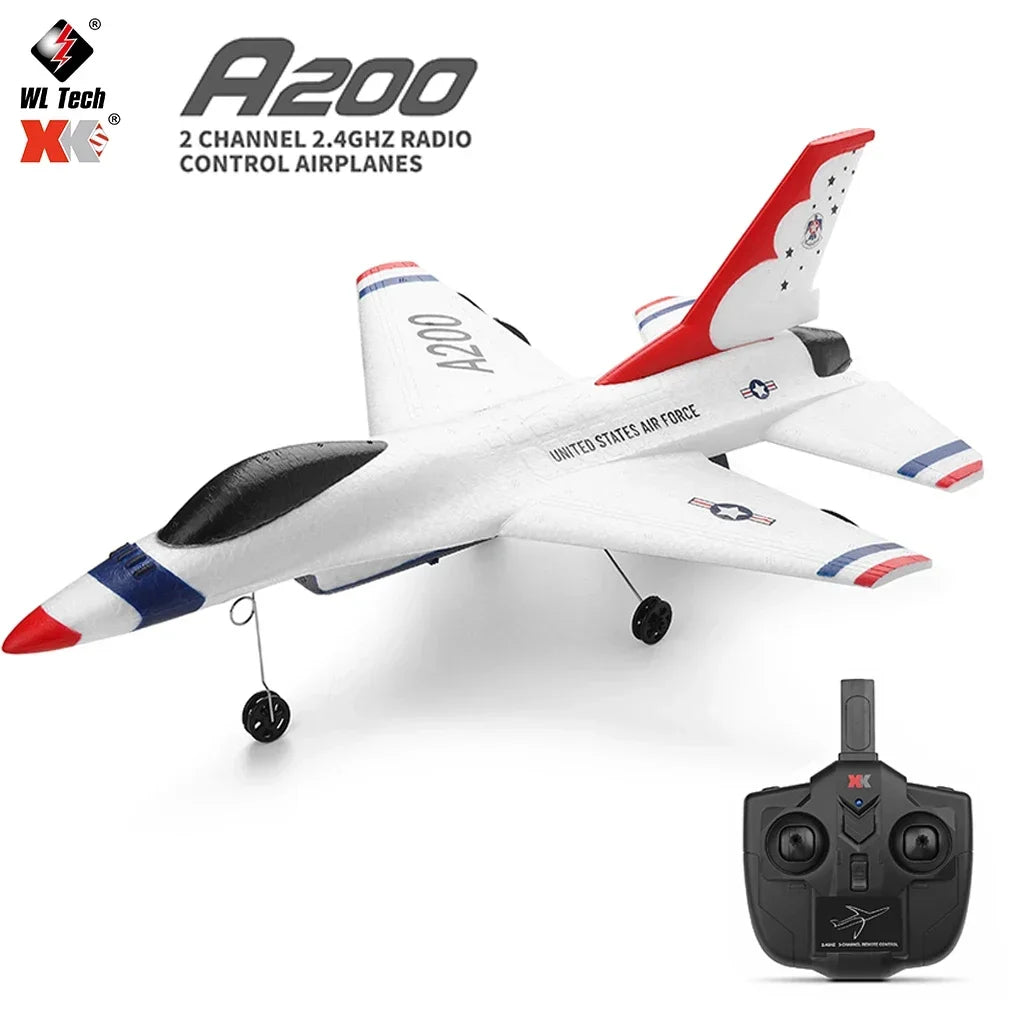 Wltoys XK A200 RC Airplane F-16B Drone 2.4G Aircraft 2CH Fixed-wing EPP Electric