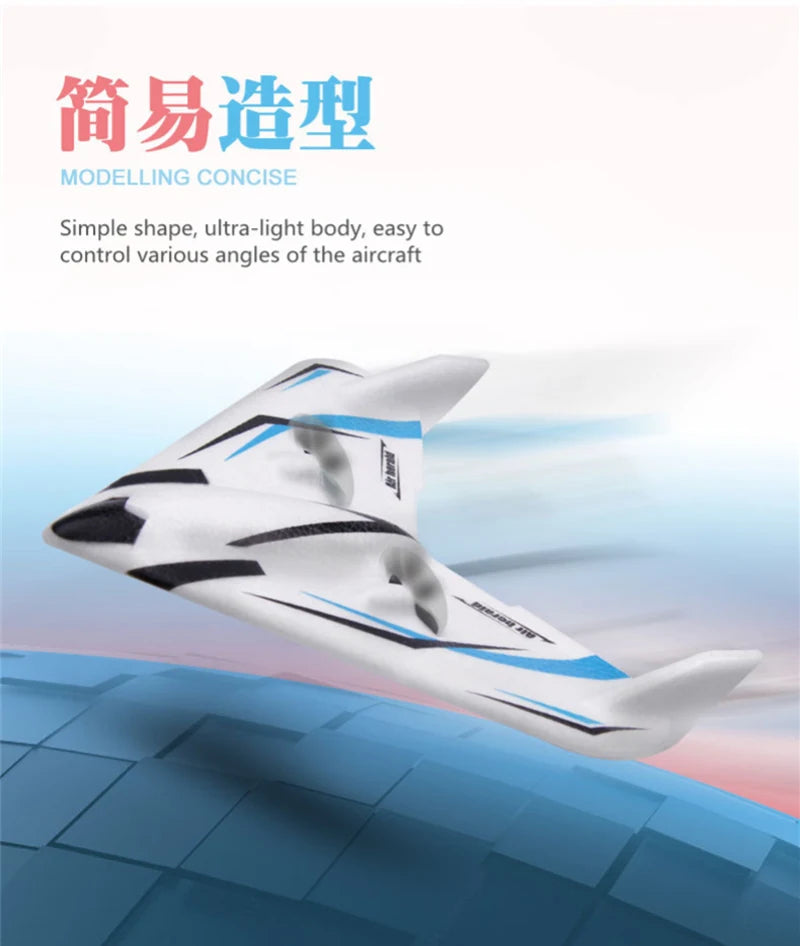 Delta Wing Design Anti-fall Remote Control Fixed-wing Glider Plane 120M Built-in Propeller EPP Foam Material