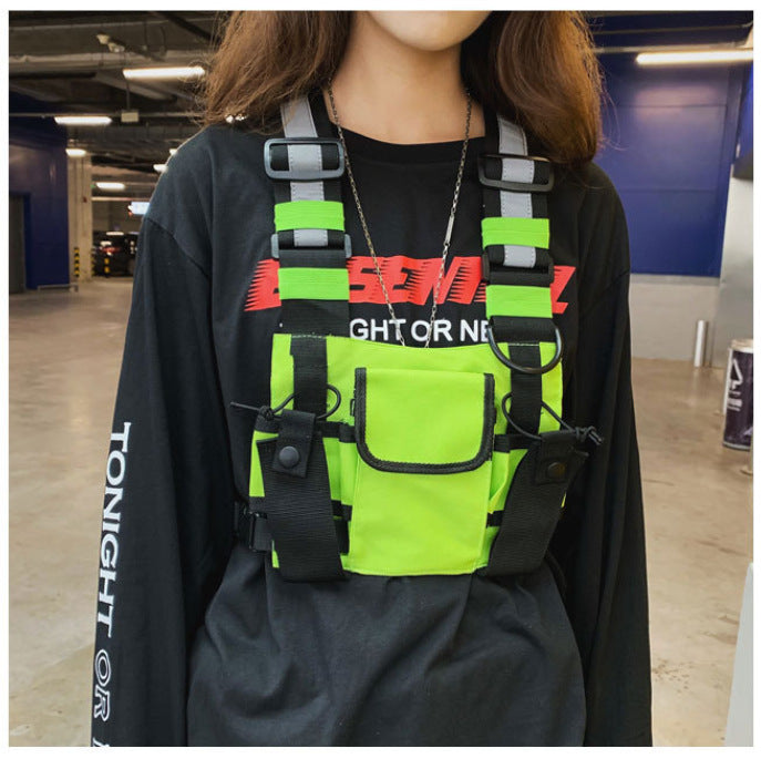 Oxford Fashion Crossbody Chest Vest Bag Men Women Night Reflective Hip Hop Style Streetwear Waistcoat Packs Bgas For Women