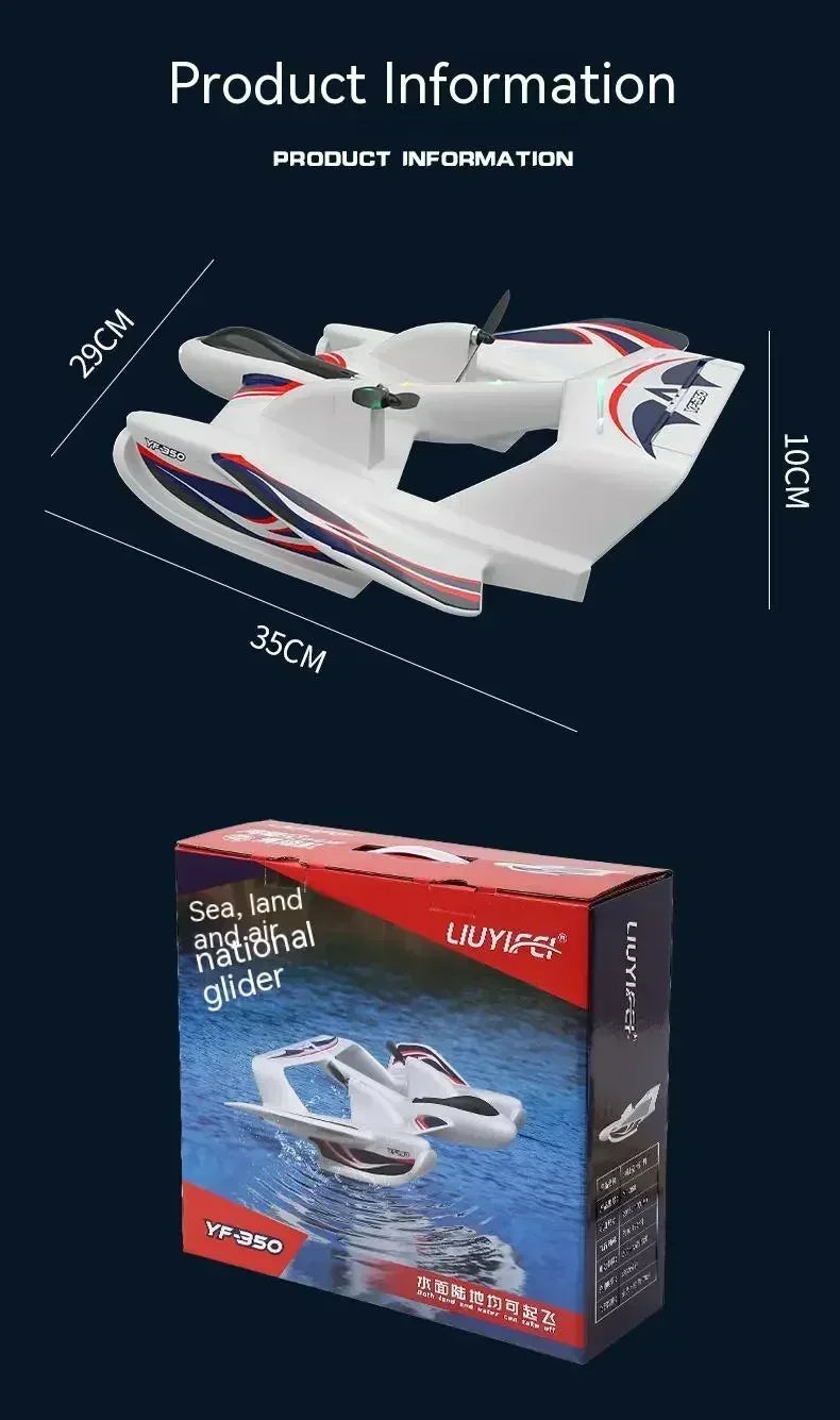 RC Plane 2.4G Radio EPP Foam Fixed-Wing Glider With LED Lights YF-350 Model Water Land