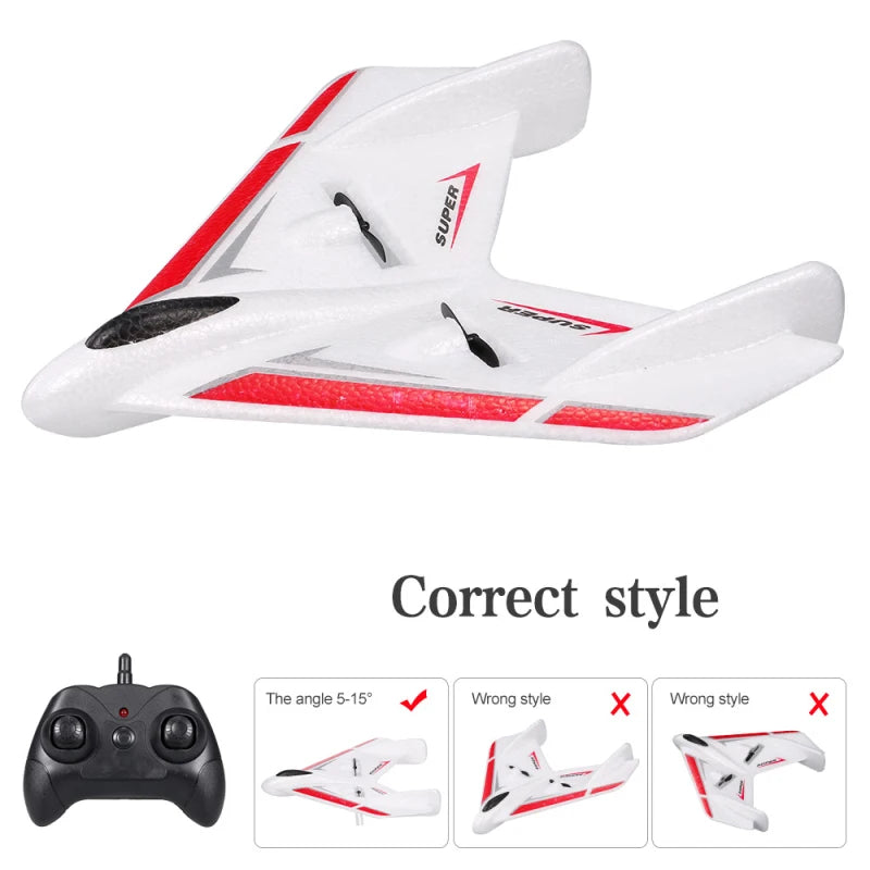 Delta Wing Design Anti-fall Remote Control Fixed-wing Glider Plane 120M Built-in Propeller EPP Foam Material