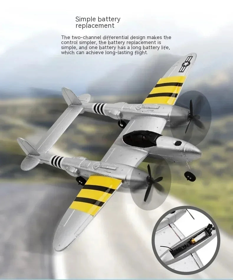 FX816 Remote Control Airplane P38 Fighter Rechargeable RC Aircraft Glider Model