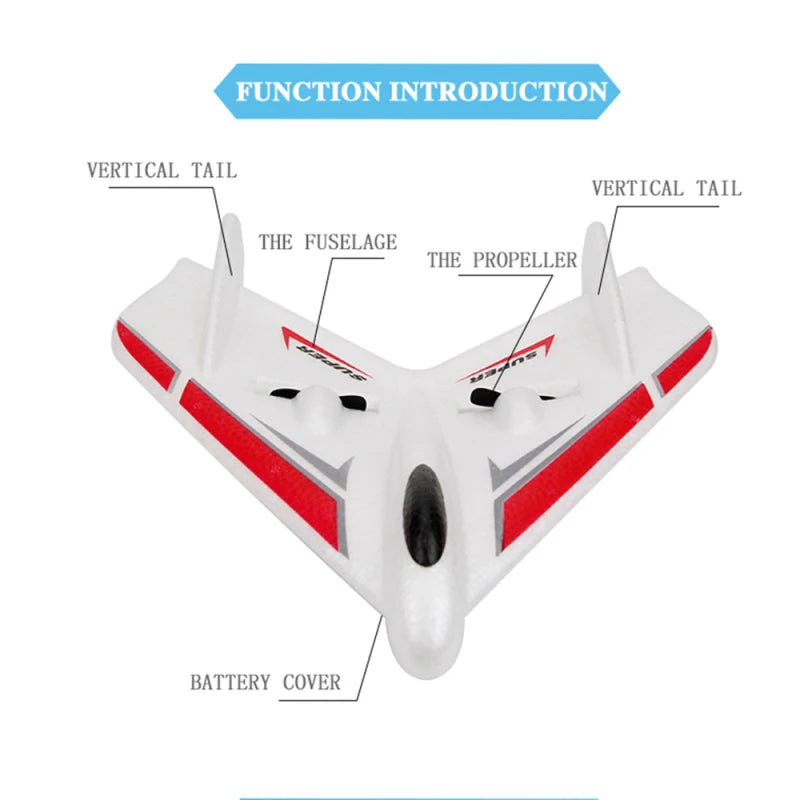 Delta Wing Design Anti-fall Remote Control Fixed-wing Glider Plane 120M Built-in Propeller EPP Foam Material