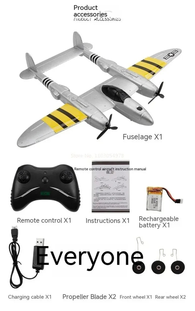 FX816 Remote Control Airplane P38 Fighter Rechargeable RC Aircraft Glider Model