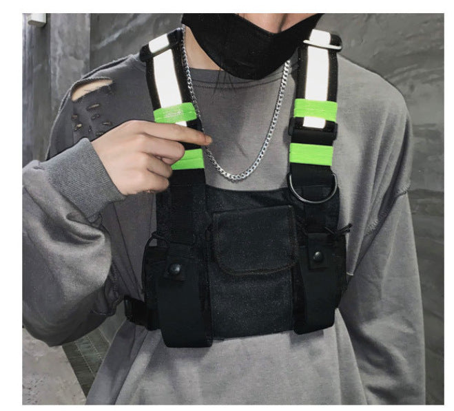 Oxford Fashion Crossbody Chest Vest Bag Men Women Night Reflective Hip Hop Style Streetwear Waistcoat Packs Bgas For Women