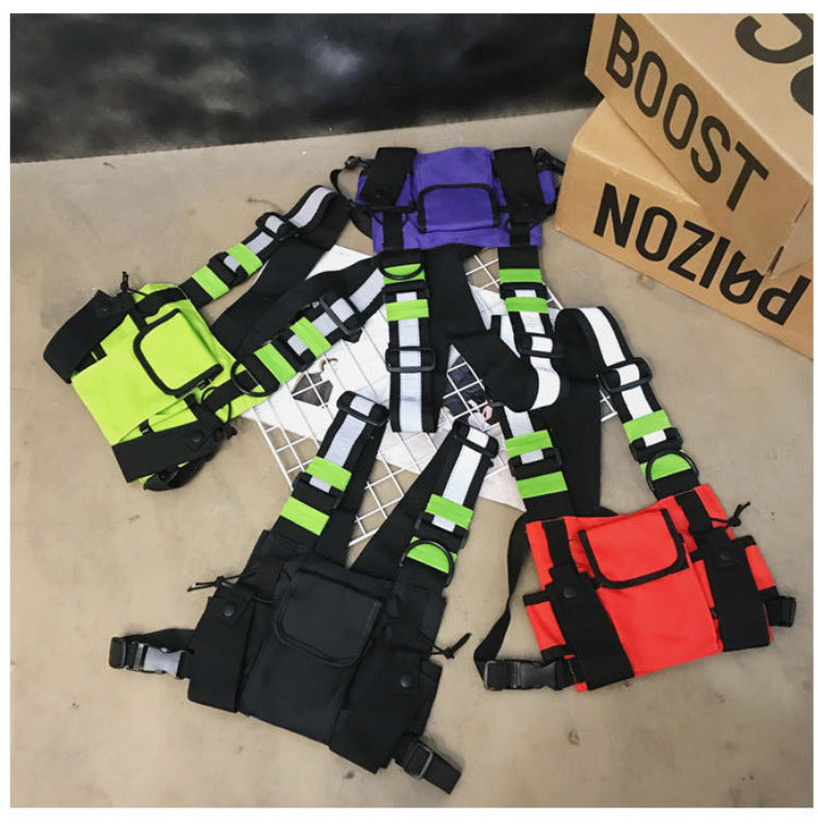 Oxford Fashion Crossbody Chest Vest Bag Men Women Night Reflective Hip Hop Style Streetwear Waistcoat Packs Bgas For Women