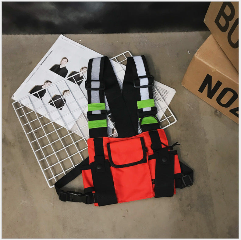 Oxford Fashion Crossbody Chest Vest Bag Men Women Night Reflective Hip Hop Style Streetwear Waistcoat Packs Bgas For Women