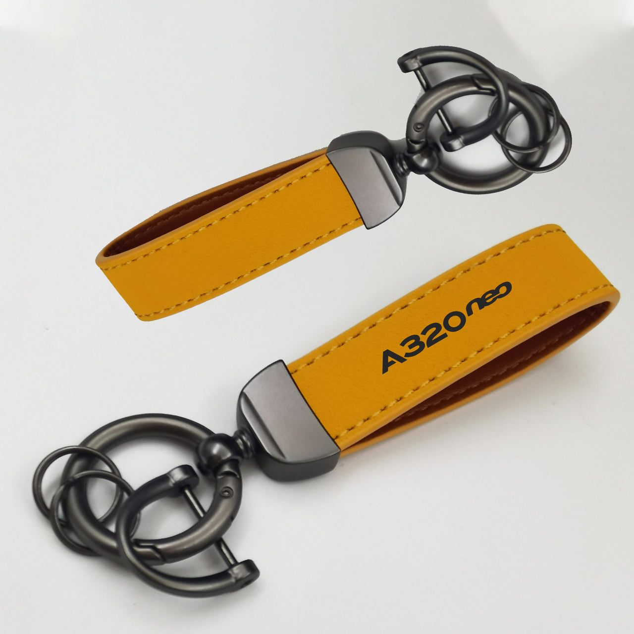 A320neo & Text Design Horseshoe Buckle Key Chains