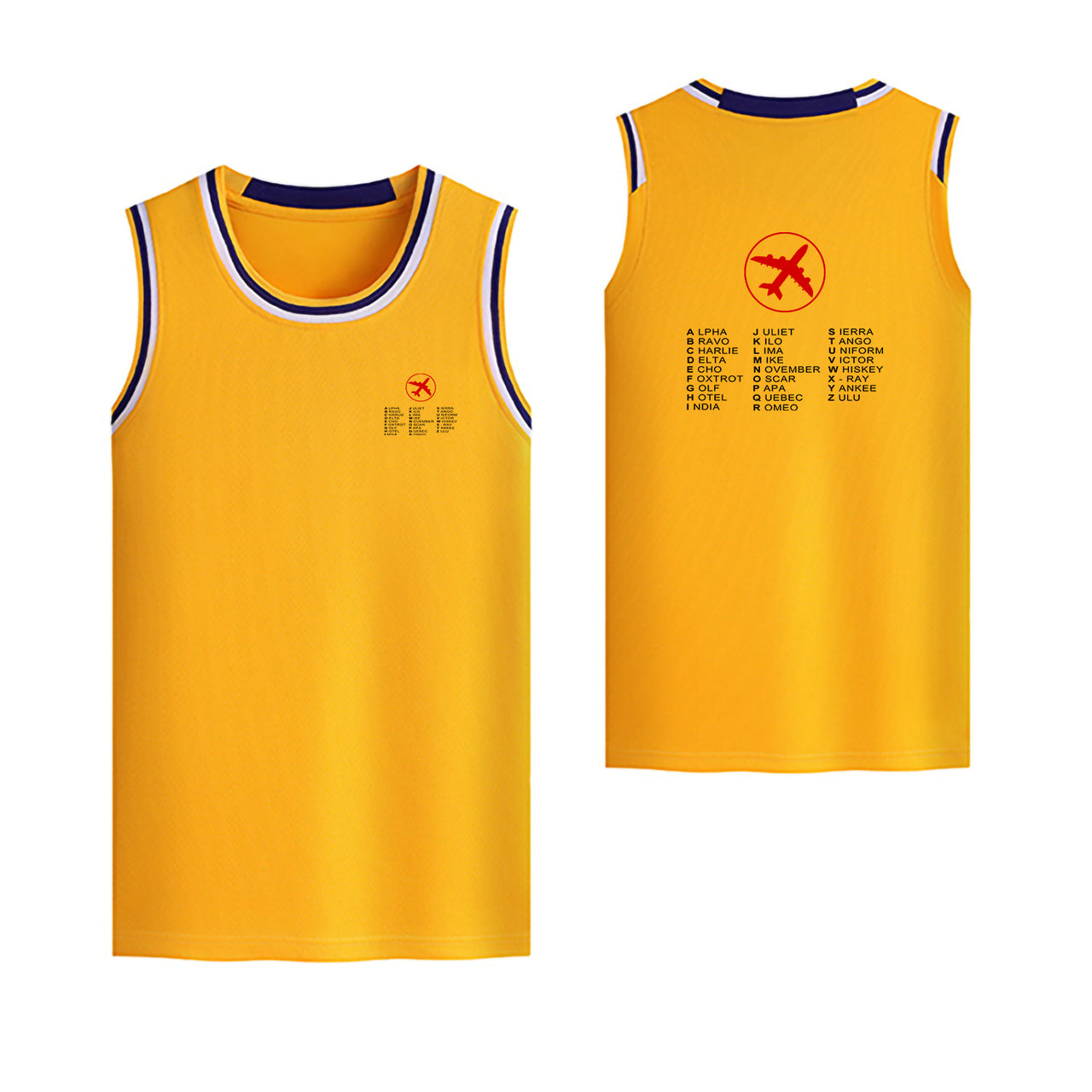 Aviation Alphabet 2 Designed Basketball Style Sports Tank Tops