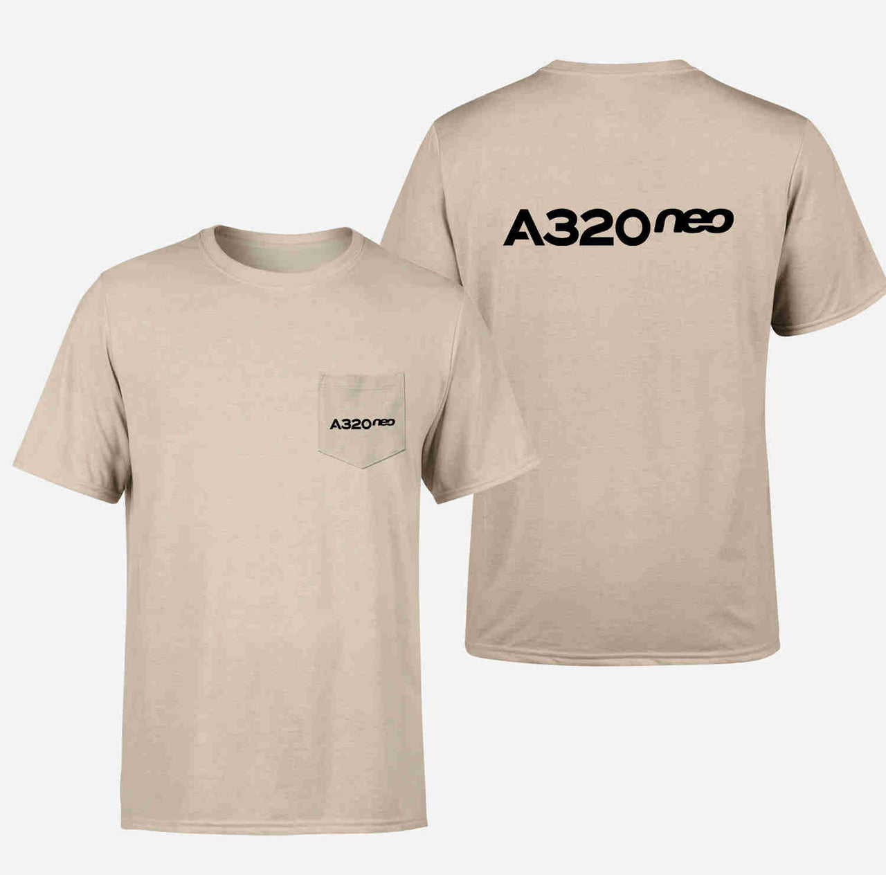 A320neo & Text Designed Pocket T-Shirts