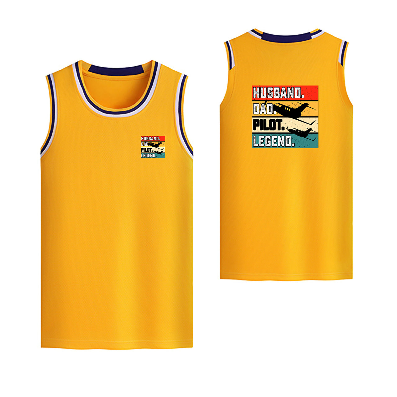 Husband & Dad & Pilot & Legend Designed Basketball Style Sports Tank Tops