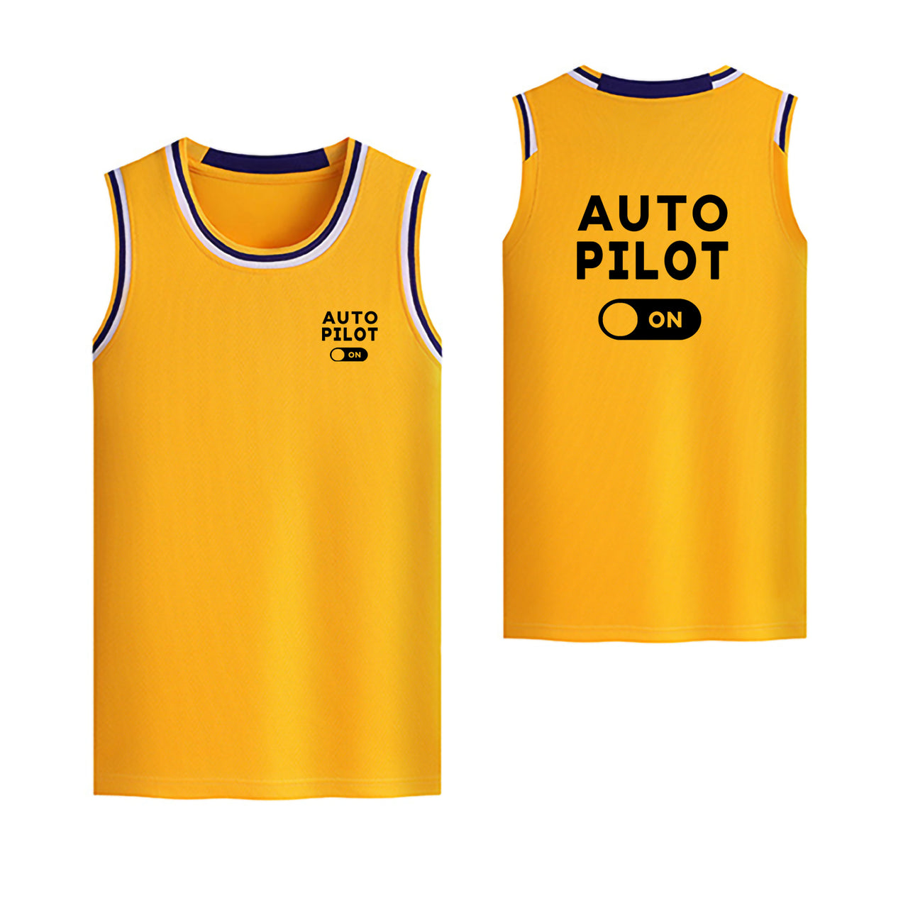 Auto Pilot ON Designed Basketball Style Sports Tank Tops