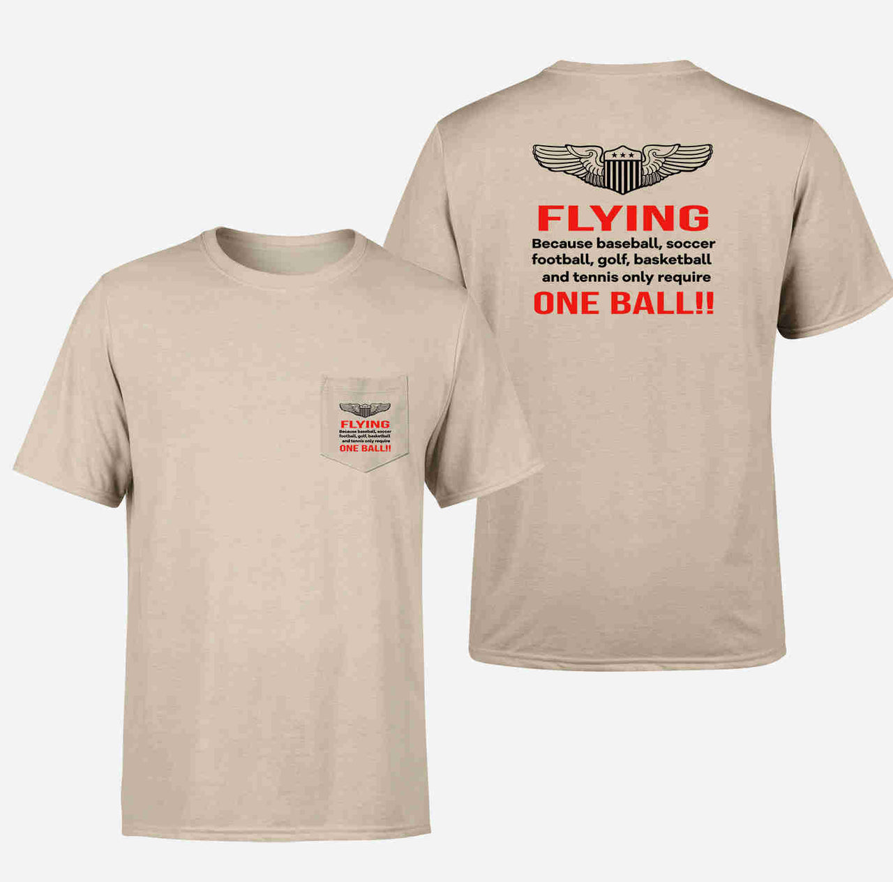 Flying One Ball Designed Pocket T-Shirts