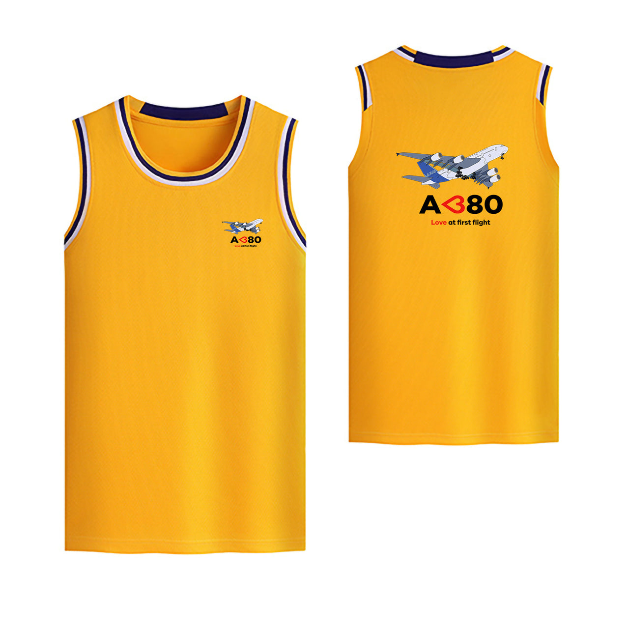 Airbus A380 Love at first flight Designed Basketball Style Sports Tank Tops