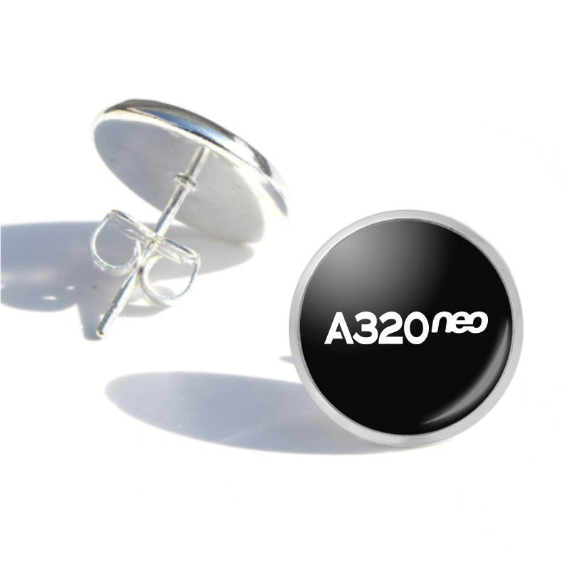 A320neo & Text Designed Stud Earrings