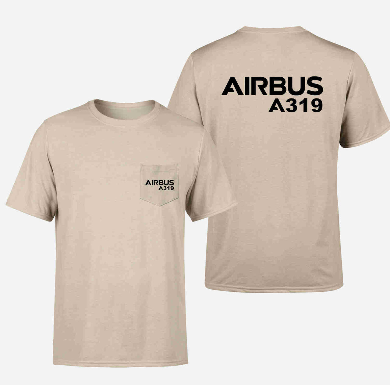 Airbus A319 & Text Designed Pocket T-Shirts