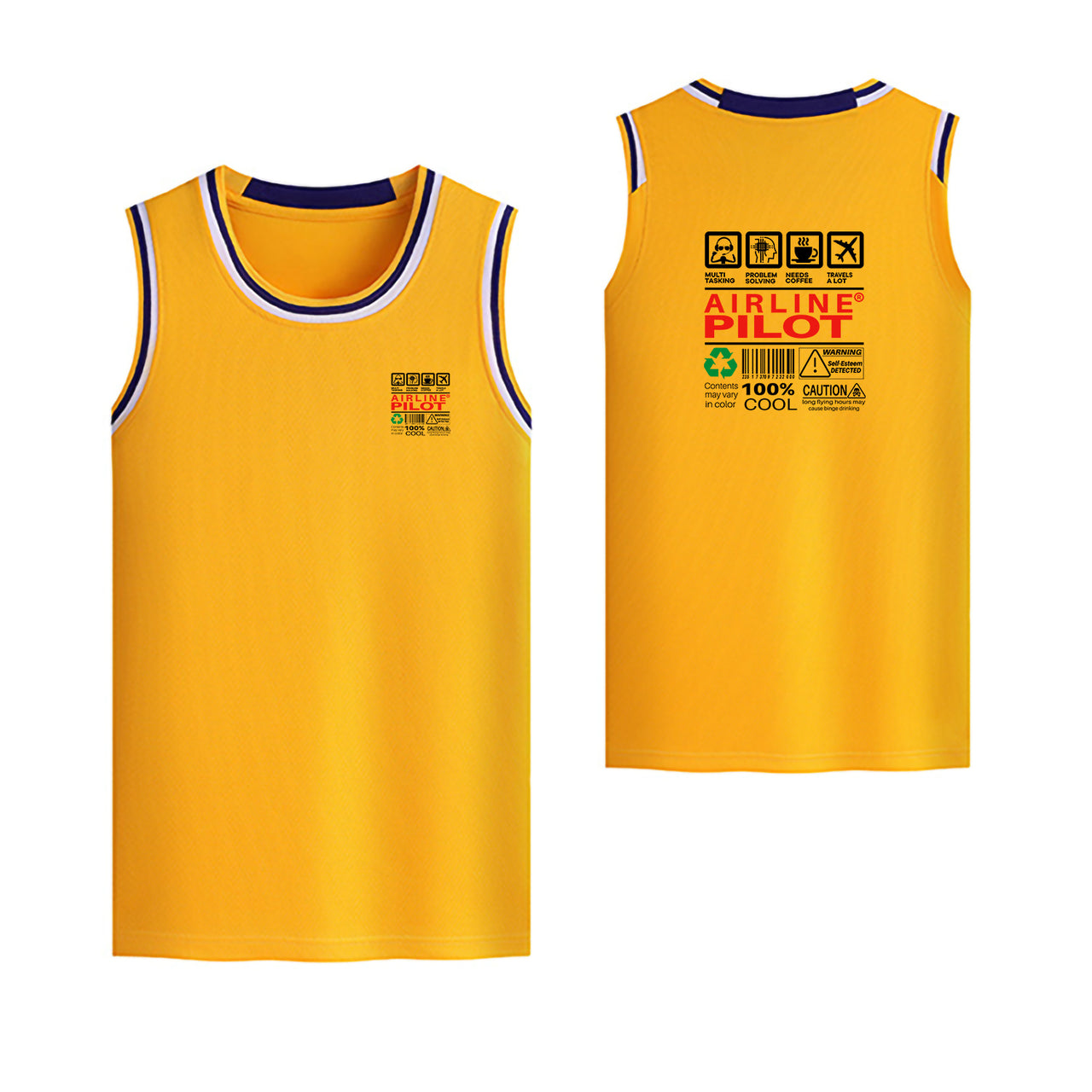 Airline Pilot Label Designed Basketball Style Sports Tank Tops