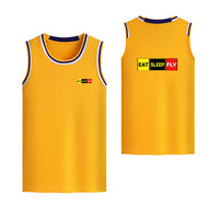 Thumbnail for Eat Sleep Fly (Colourful) Designed Basketball Style Sports Tank Tops