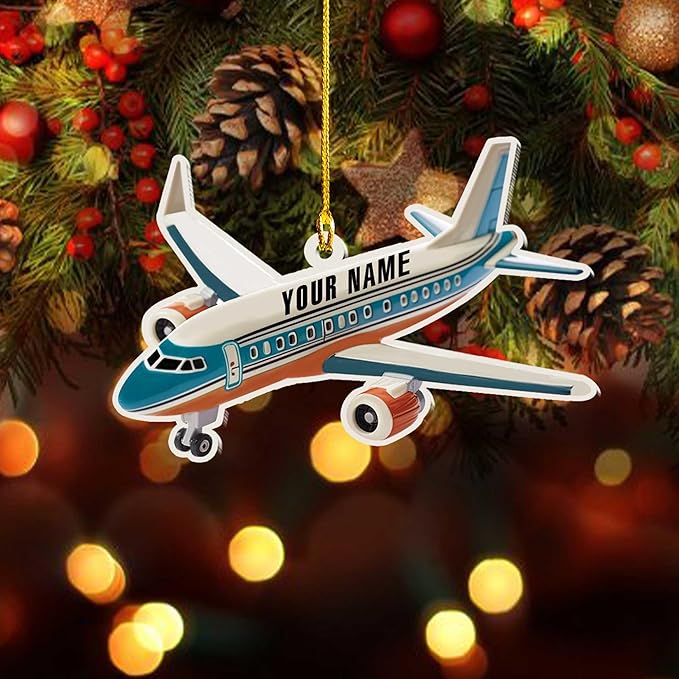 Personalized Airplane  (10) Ornaments for Christmas Tree