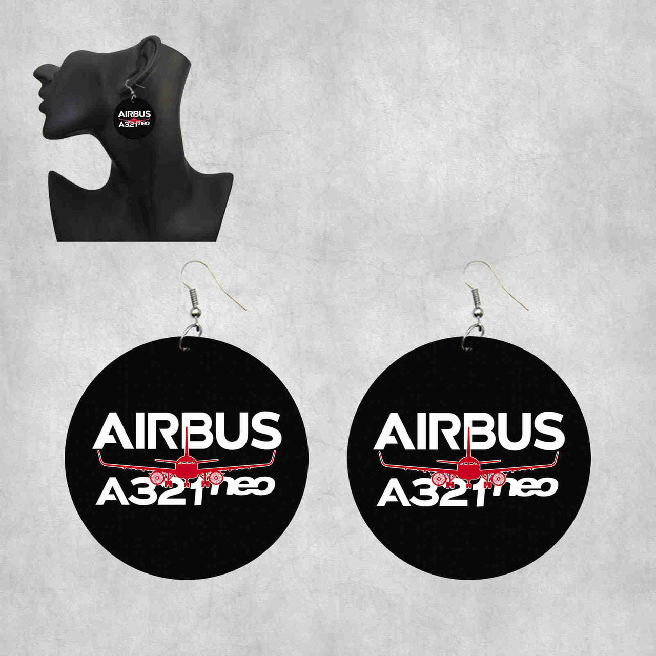 Amazing Airbus A321neo Designed Wooden Drop Earrings