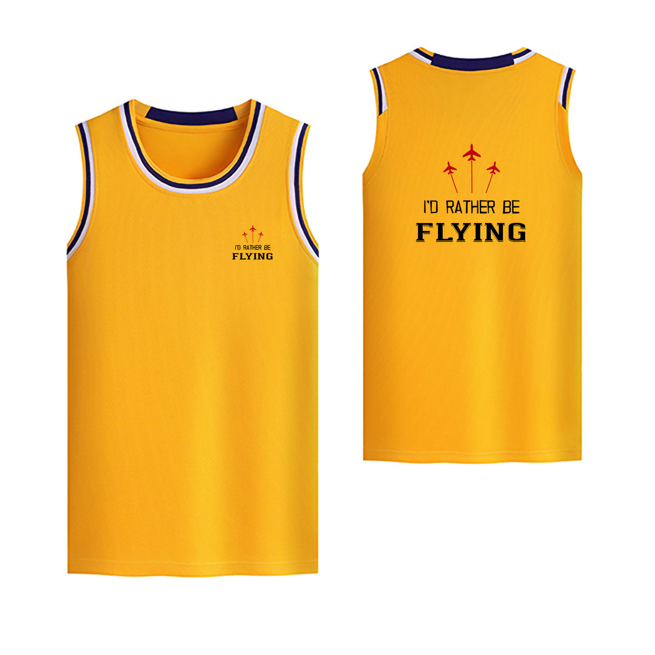 I'D Rather Be Flying Designed Basketball Style Sports Tank Tops