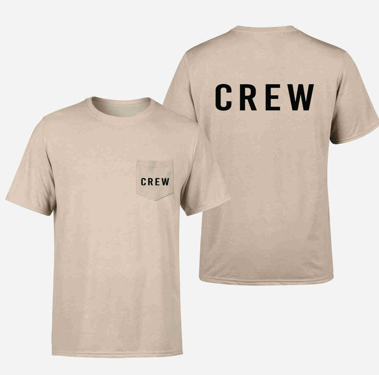 CREW & Text Designed Pocket T-Shirts