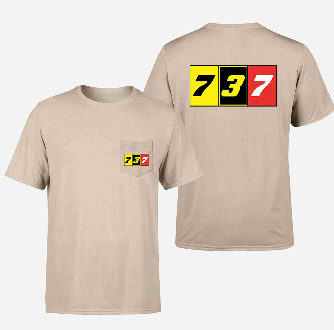 Flat Colourful 737 Designed Pocket T-Shirts