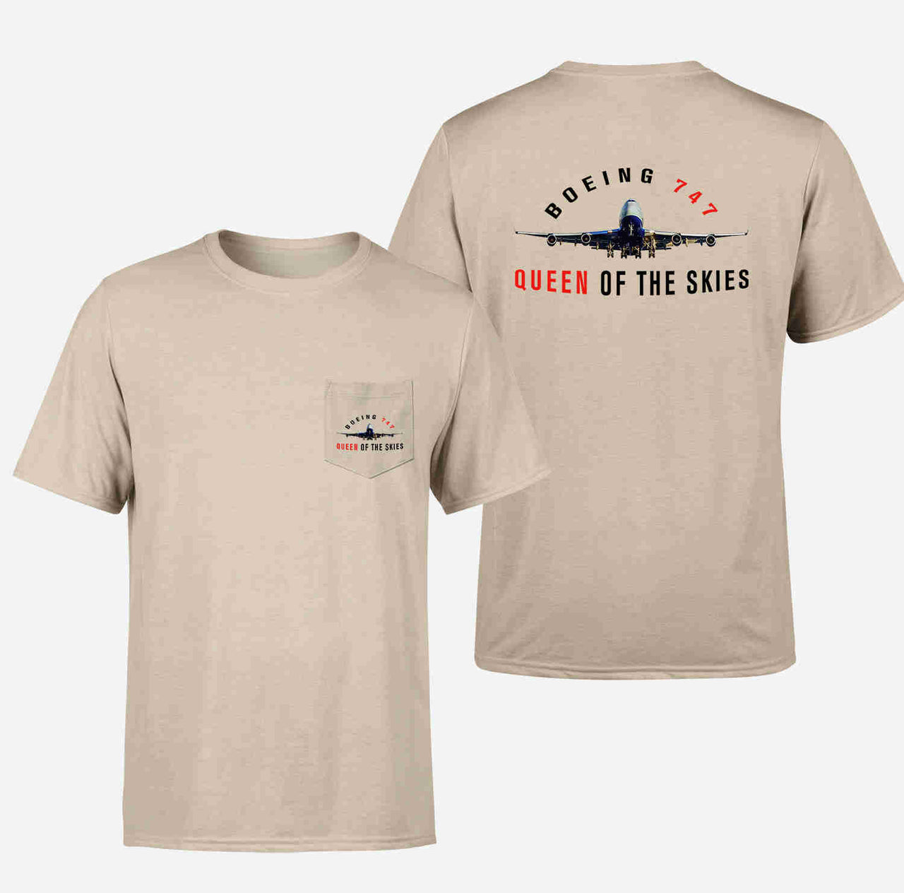 Boeing 747 Queen of the Skies Designed Pocket T-Shirts