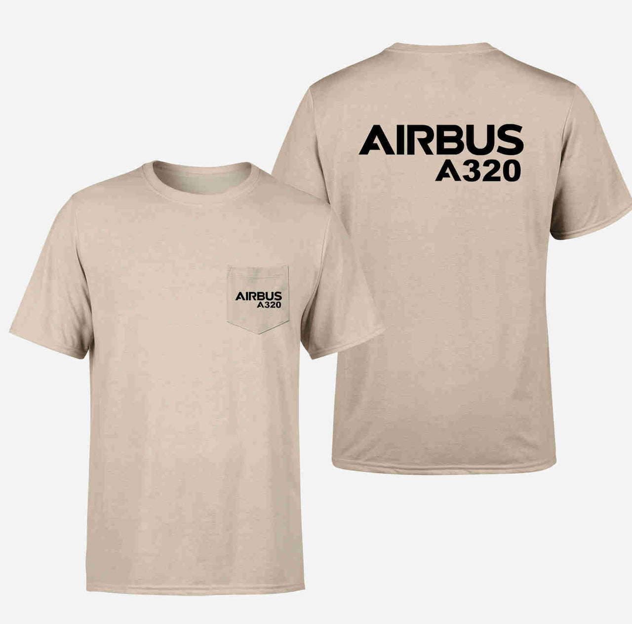 Airbus A320 & Text Designed Pocket T-Shirts