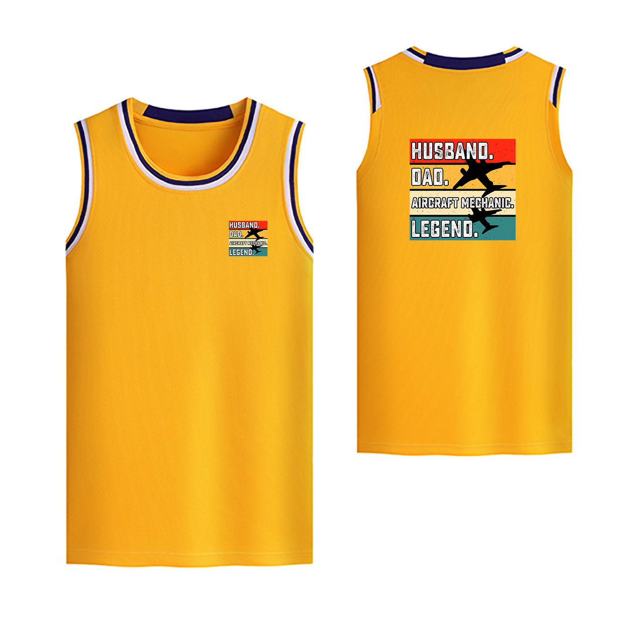 Husband & Dad & Aircraft Mechanic & Legend Designed Basketball Style Sports Tank Tops