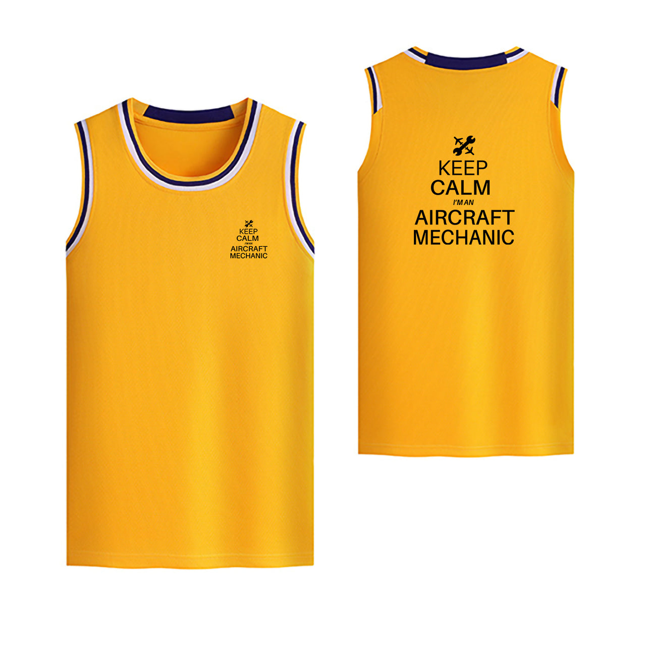 Aircraft Mechanic Designed Basketball Style Sports Tank Tops