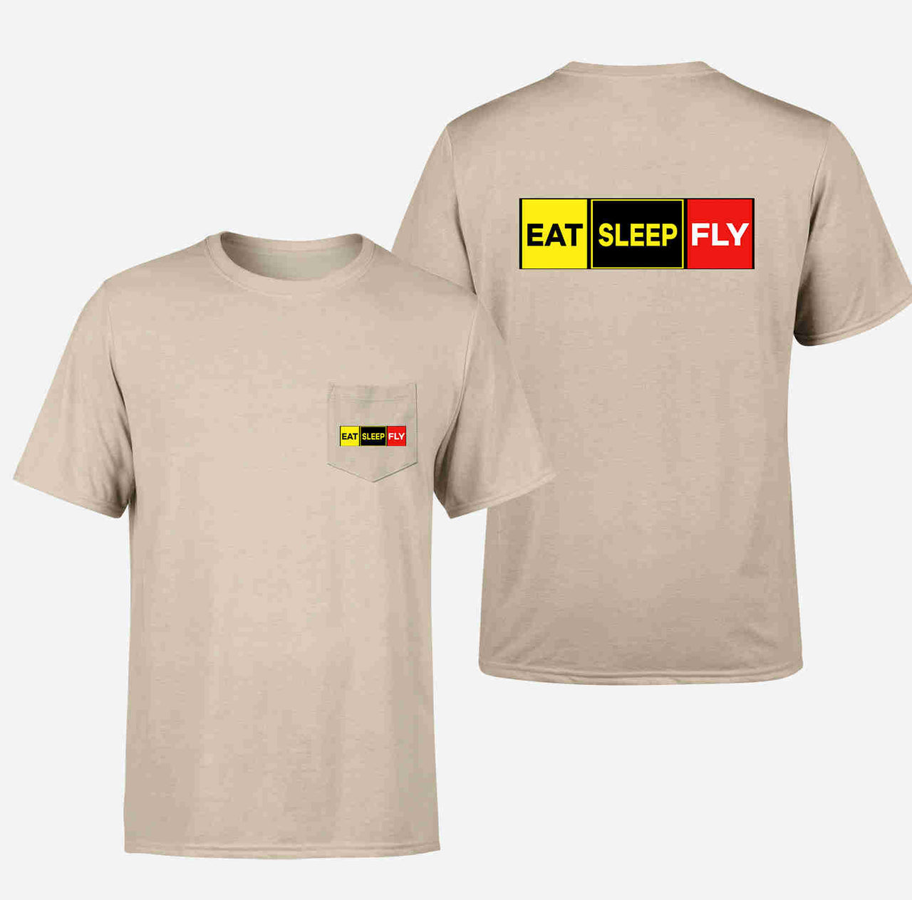 Eat Sleep Fly (Colourful) Designed Pocket T-Shirts