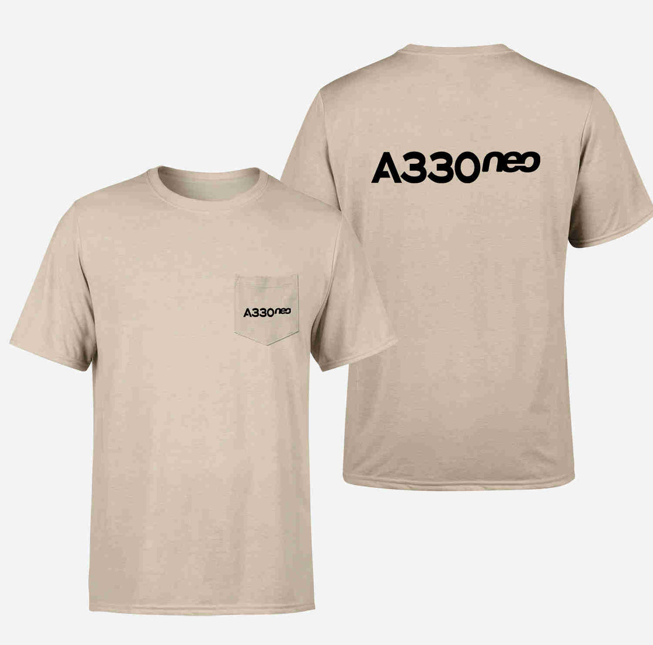 A330neo & Text Designed Pocket T-Shirts